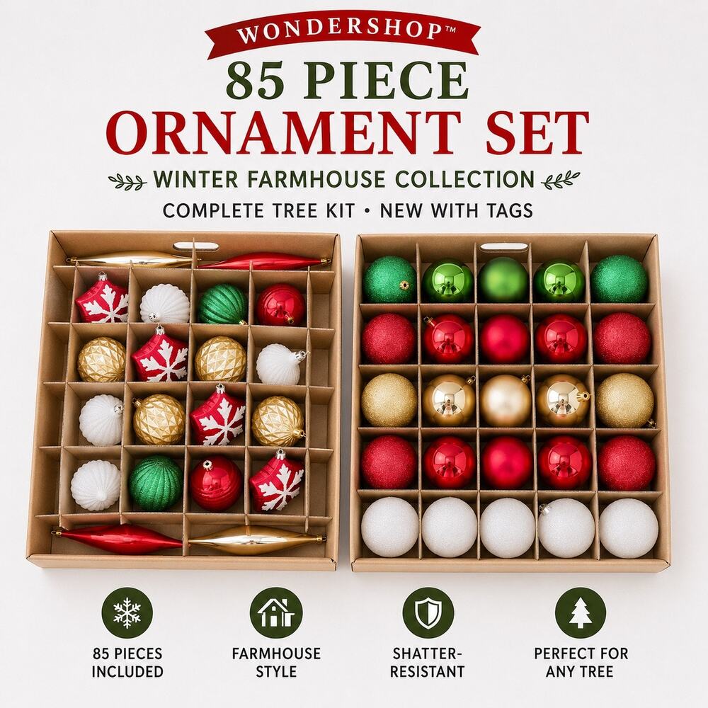 Wondershop 85 Piece Winter Farmhouse Christmas Ornament Set Complete NWT